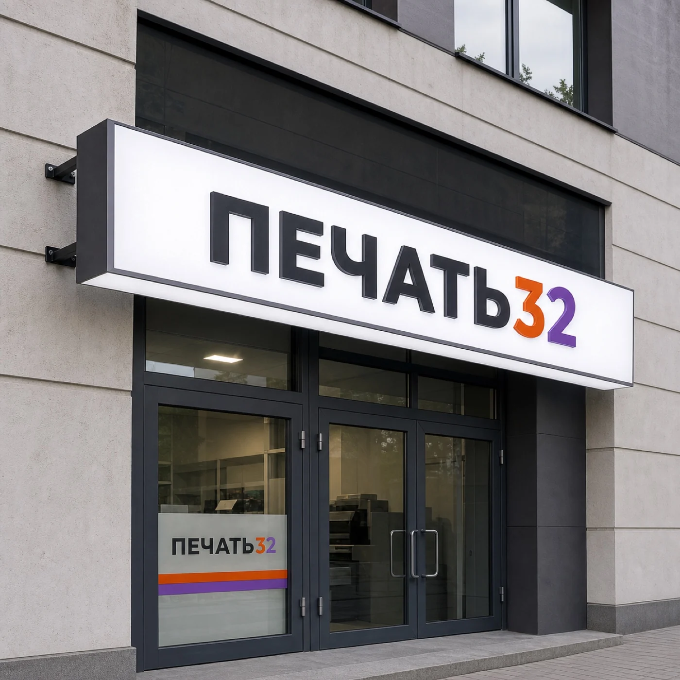 ПЕЧАТЬ32 — Вывески; Фирменная плоская фасадная вывеска без подсветки, образец смежной услуги, кадр 3, получение в Обнинске, «Таблички»